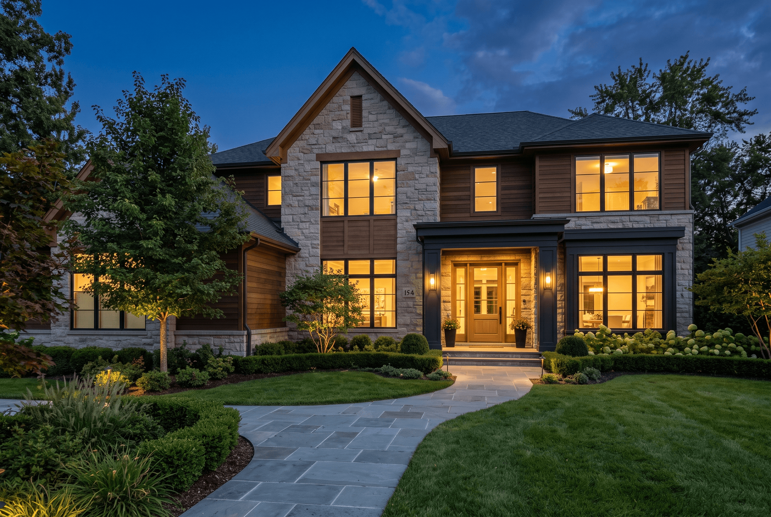 Luxury residential home at twilight